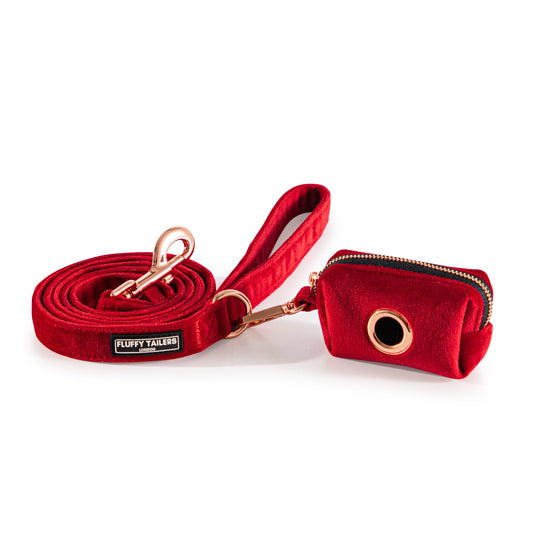 Luxury Velvet Leash and Poop Bag Holder