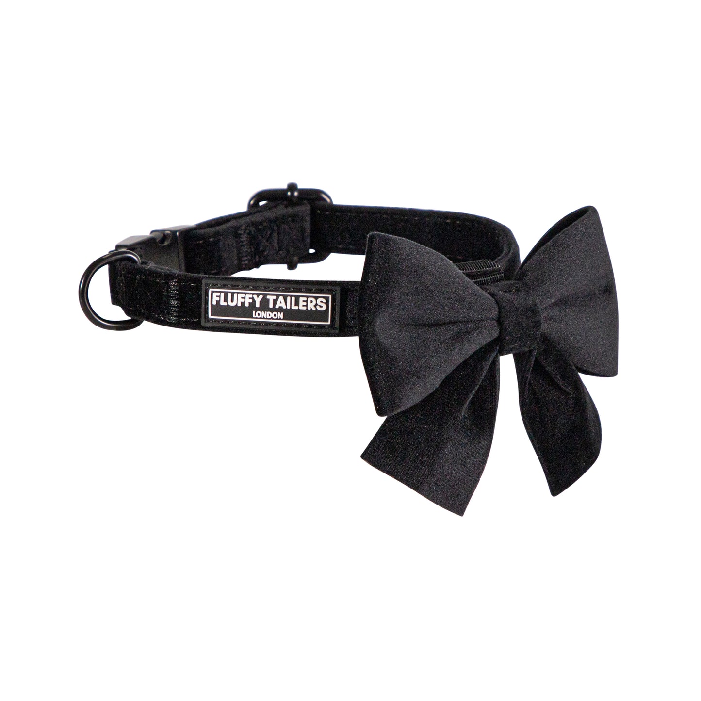 Classic Black Velvet Full Collection- - Dog Collar, Bow Tie, Leash and Poop Bag Holder