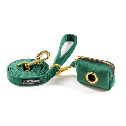 Emerald Green Leash and Poop Bag Holder
